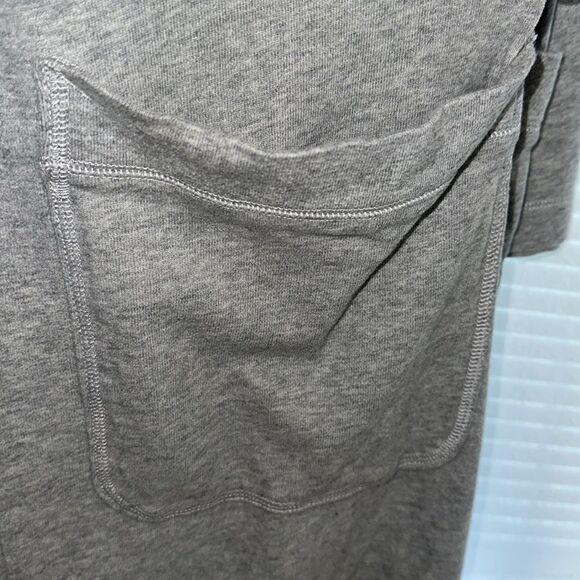 GAP M-L Gray Knit Hooded Cotton Bath Lounge Robe Belted with Pockets - Picture 6 of 15